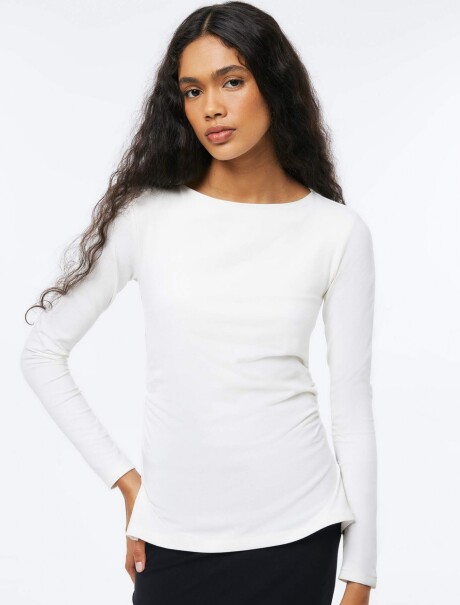 BLUSA DE MANGA LARGA CON ELASTANO BLANCO