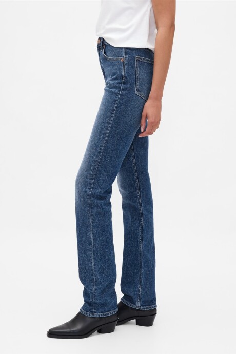 Jean 90S Straight Tiro Alto Mujer Medium Wash
