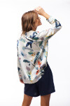 CAMISA PARKER ESTAMPADO CRUDO Y TURQUESA