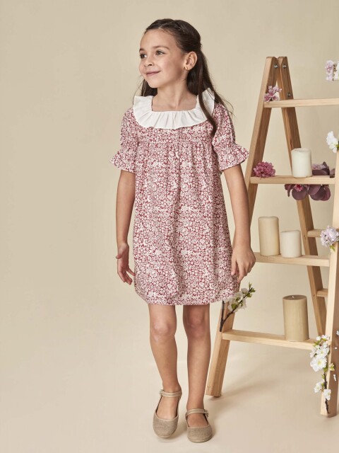 Vestido De Lino Estampado Piedra