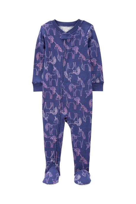 Pijama una pieza de algodón, con pie, diseño unicornios. Talles 12-24M Pijama una pieza de algodón, con pie, diseño unicornios. Talles 12-24M