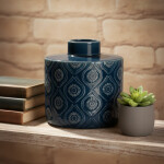 FLORERO ÉTNICO CERÁMICA 17X17X15.5CM AZUL FLORERO ÉTNICO CERÁMICA 17X17X15.5CM AZUL