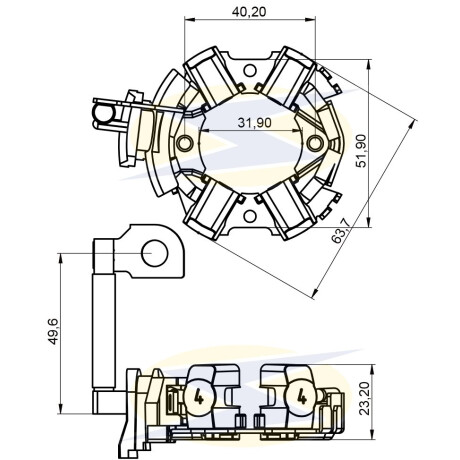 PORTA CARBONES MERCEDES BENZ SPRINTER CDI BOSCH 4,5X16X12 FIJ.40,20 EXT.52 UNIFAP PORTA CARBONES MERCEDES BENZ SPRINTER CDI BOSCH 4,5X16X12 FIJ.40,20 EXT.52 UNIFAP