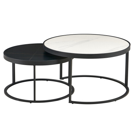 Combo mesas de living: Mesa de centro + mesa lateral - tapa en mármol Combo mesas de living: Mesa de centro + mesa lateral - tapa en mármol
