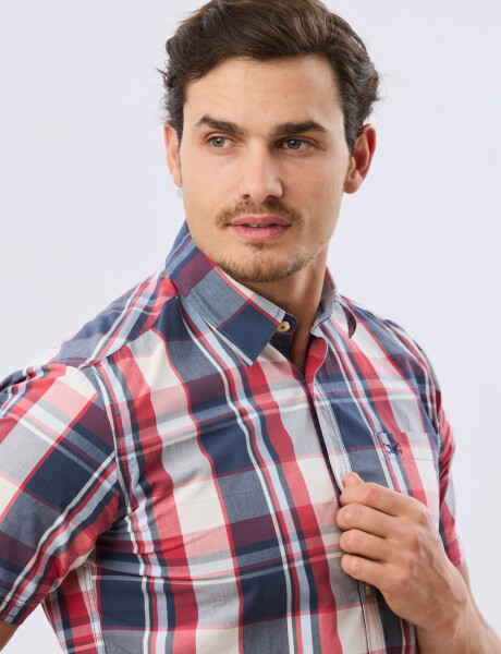 CAMISA MANGA CORTA CUADROS Rojo