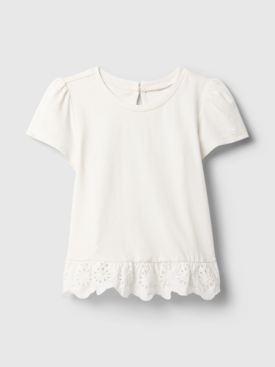 Remera Tunic Con Broderie Toddler Niña - New Off White 