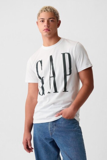 Remera Logo Gap Manga Corta Hombre White V2 Global