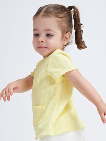 Camiseta de rib manga corta Amarillo