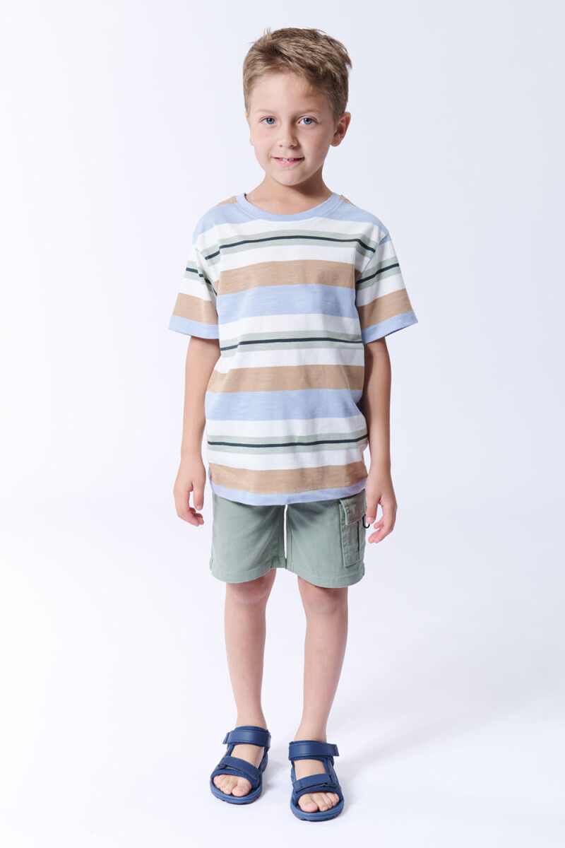 Remera slub rayas Multicolor Blanco