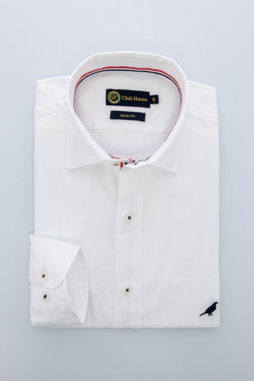 Camisa lisa Slim fit Blanco