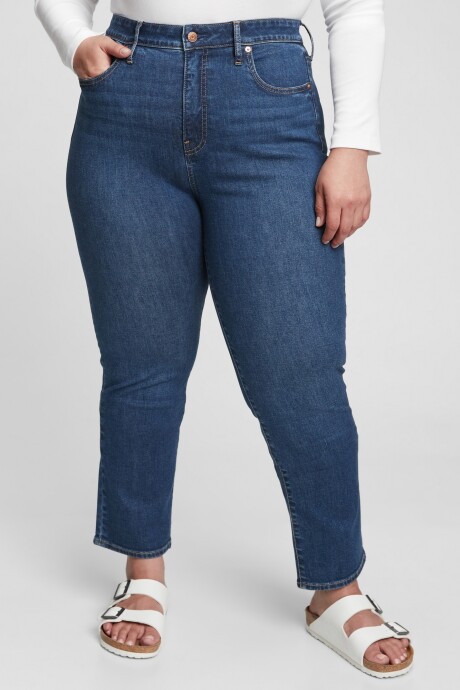 Jean Straight Tiro Alto Medium Indigo 8