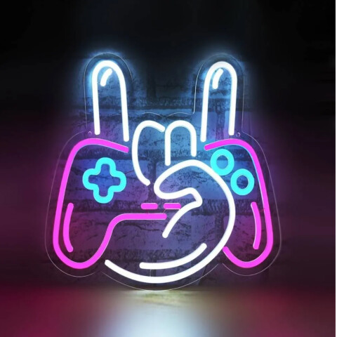 Letrero Neon Cuadro Led Gamer Mano Con Gamepad Usb LETRERO NEON "MANO CON GAMEPAD" HY-7852