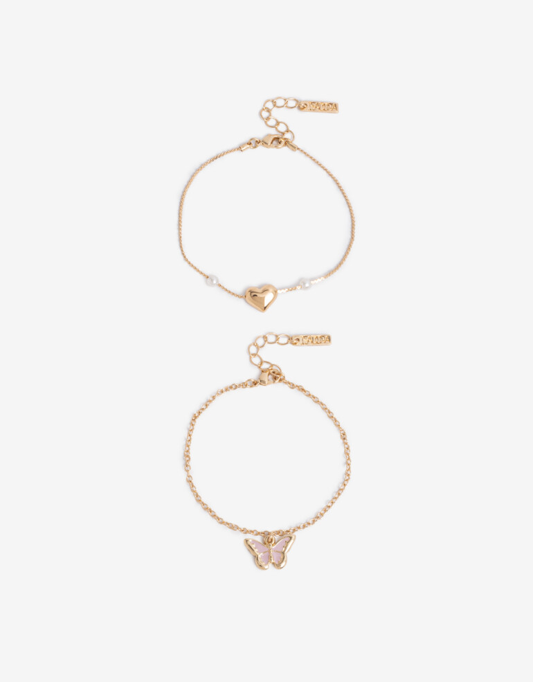 Pulseras Flexibles Sets Perlas Set De Pulseras Con Perlas Bañado En Oro - Dorado