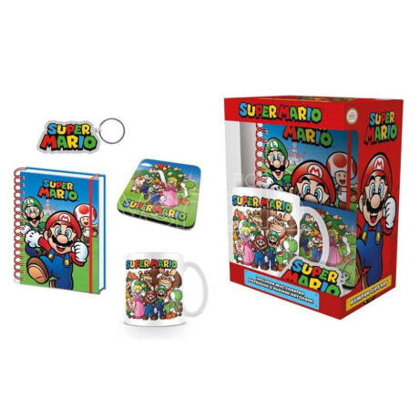 Pack Supero Mario: Taza - Libreta - Posavaso - Llavero Pack Supero Mario: Taza - Libreta - Posavaso - Llavero