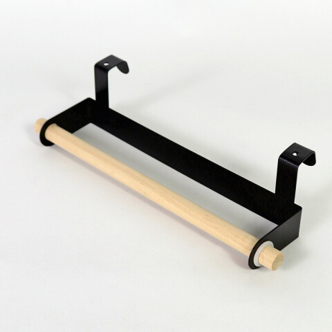 ORGANIZADOR METAL NEGRO/MADERA P/TOALLA 24X6.5CM Unica