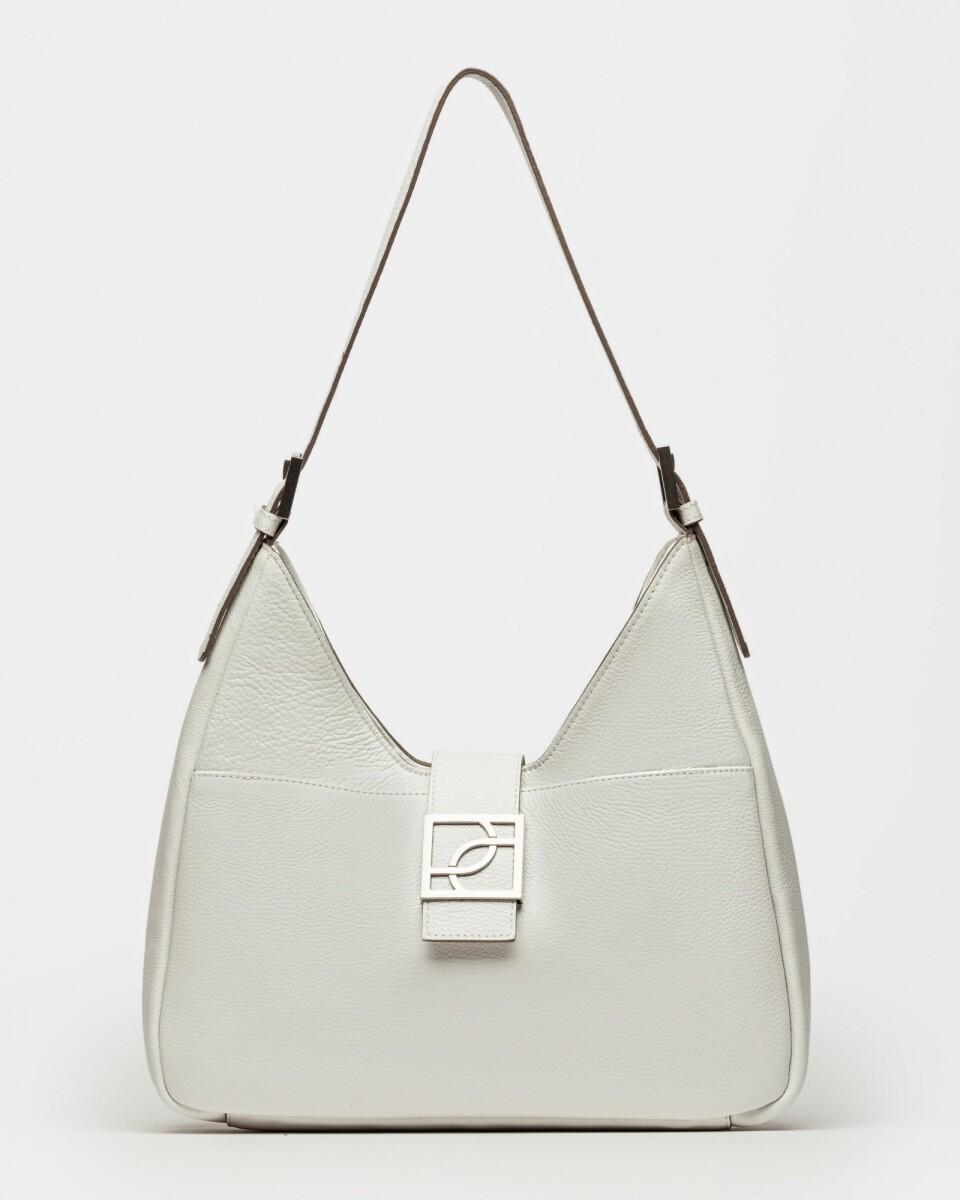 Bolso Signature en cuero graneado - Blanco 