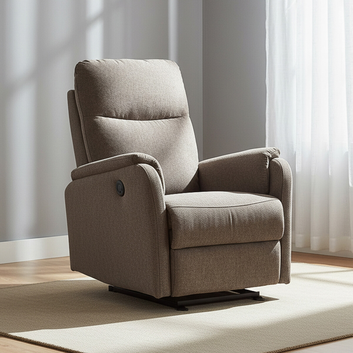 SOFÁ RECLINABLE ELÉTRICO - 1 CUERPO TELA NATURAL-BEIGE HOMERO BEIGE 