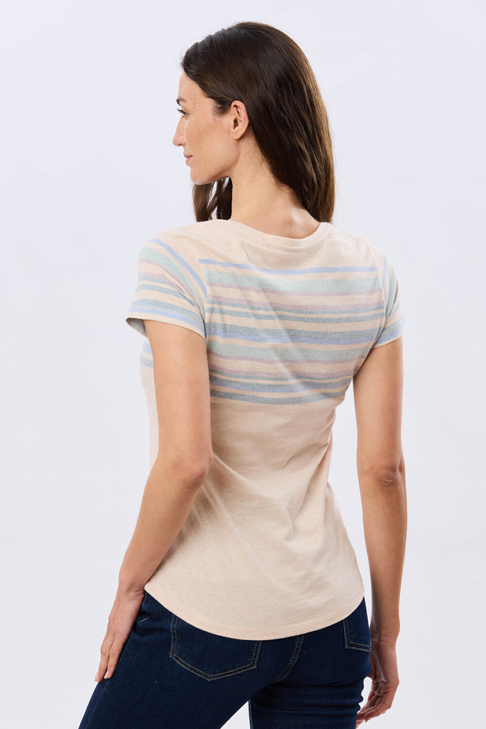 REMERA RAYADA DE ALGODÓN Beige
