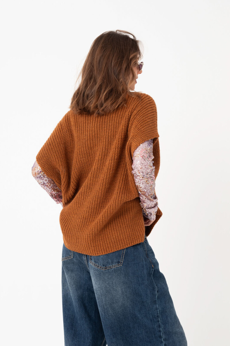 CHALECO PONCHO Ocre