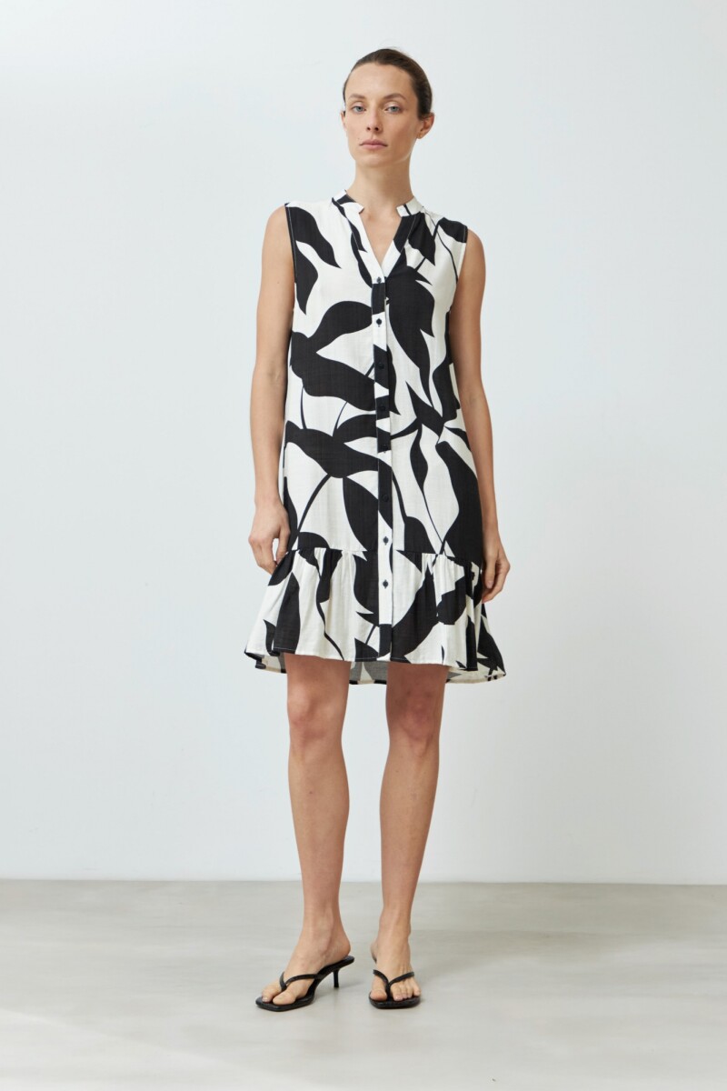 Vestido con estampa bicolor negro