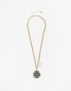 Collares Largos Color Collar Largo Metal Flores - Dorado