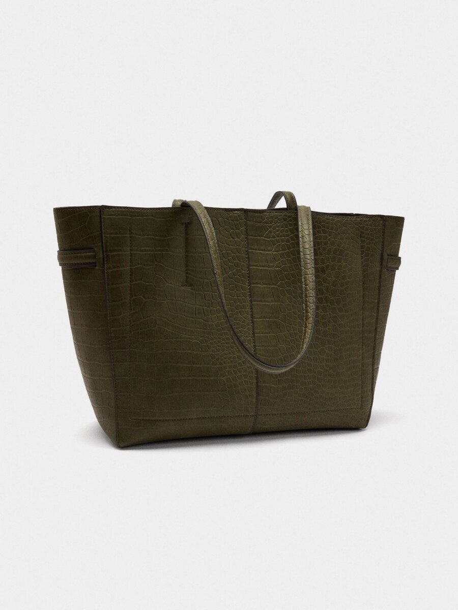 Bolso Shopper Grabado Animal verde