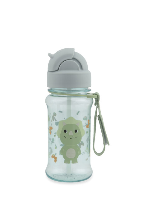 Botella de plástico tritan, con sorbito, diseño dino Sin color