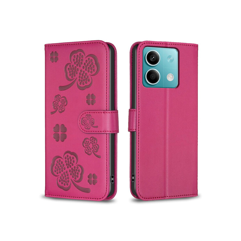Flip cover Xiaomi Redmi Note 13 diseño treboles fucsia Flip Cover Xiaomi Redmi Note 13 Diseño Treboles Fucsia