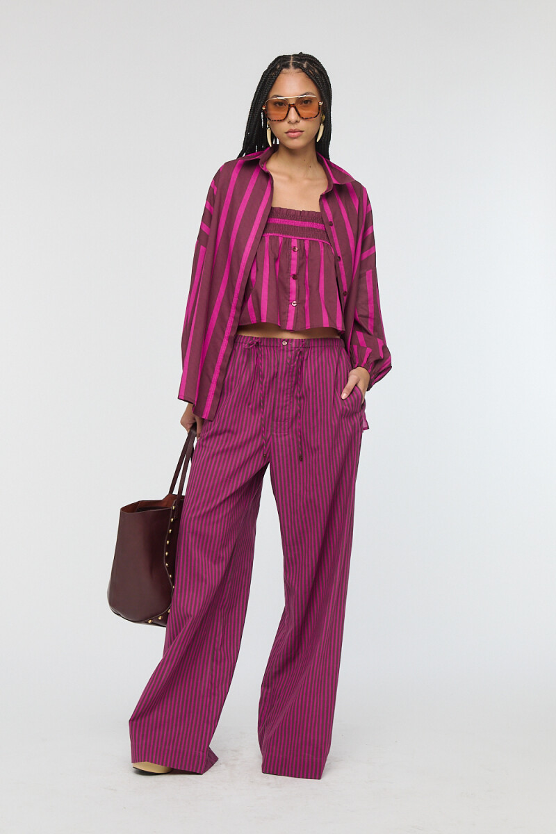 PANTALÓN RAYADO BOHO Fucsia