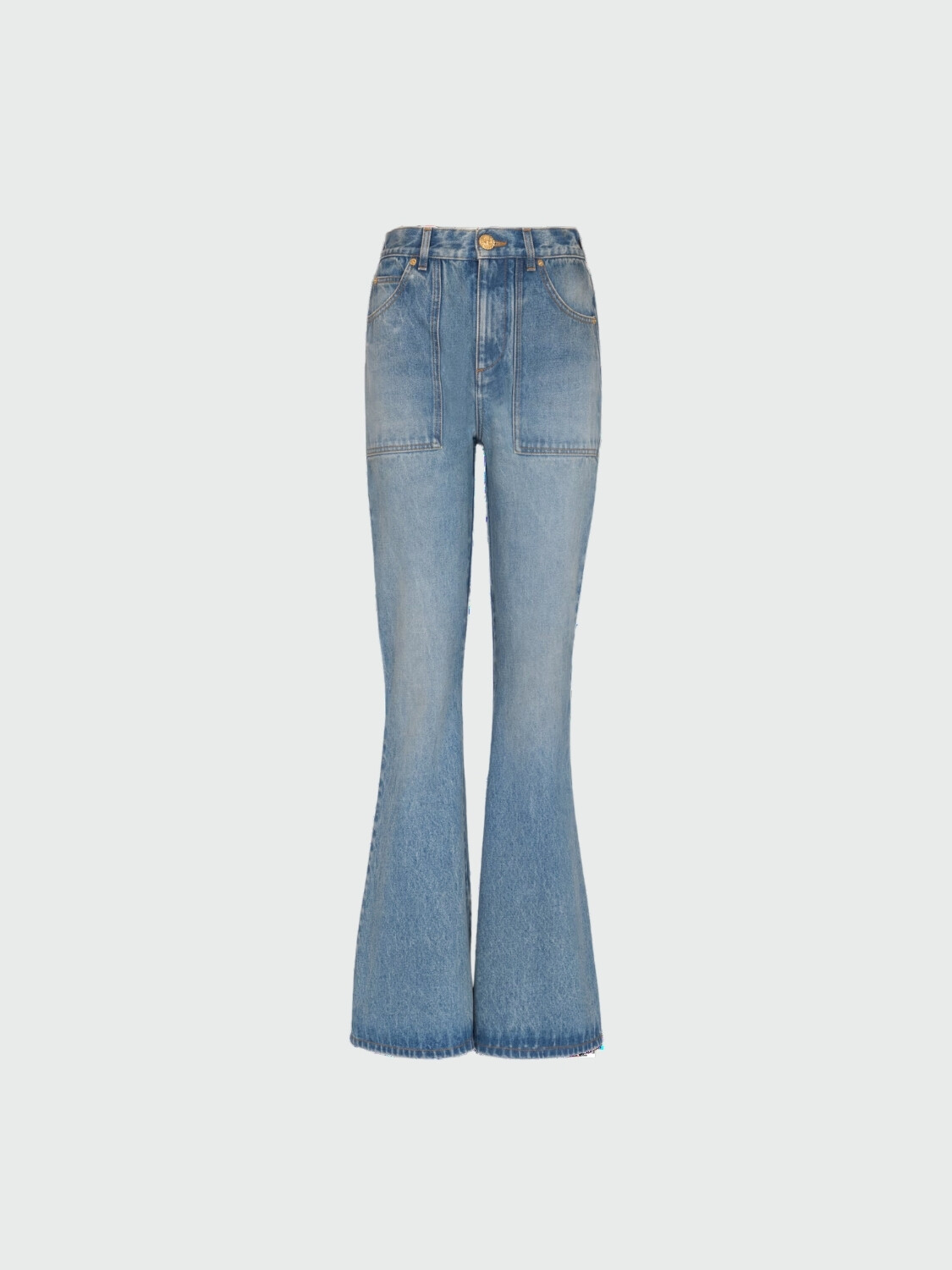 Balmain - Jeans acampanados de cintura alta Azul