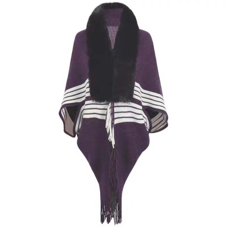 Capa estampada con piel Color Violeta