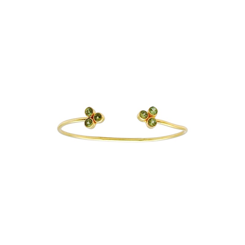 Brazalete Sikar-Plata Rodinada con micra oro 18k-Piedra Peridoto-BR2002 Conpiedra