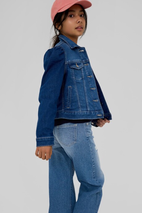 Campera De Jean Niña Medium Wash