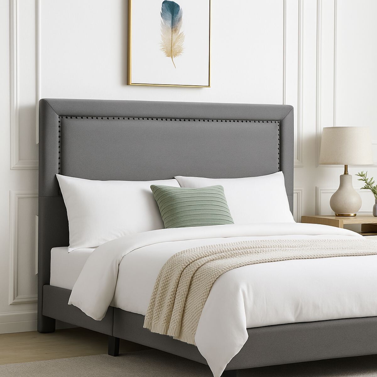 RESPALDO DE PARED FRENCH PANEL GRIS 1,5 PLAZAS 