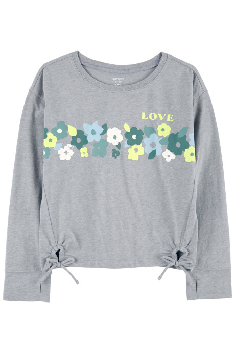 Blusa de algodón con lazos y estampa floral Sin color