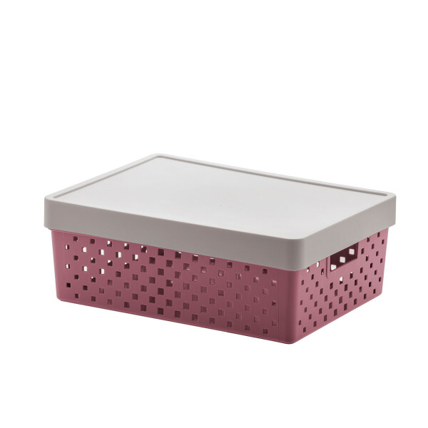 ORGANIZADOR QUADRATTA CON TAPA 39X29X14 CMS ROSA ROSADO