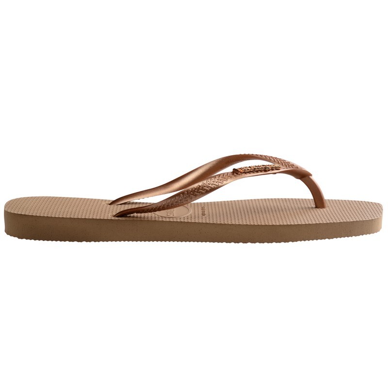 Ojotas Havaianas Slim Square Logo Metallic Dorado