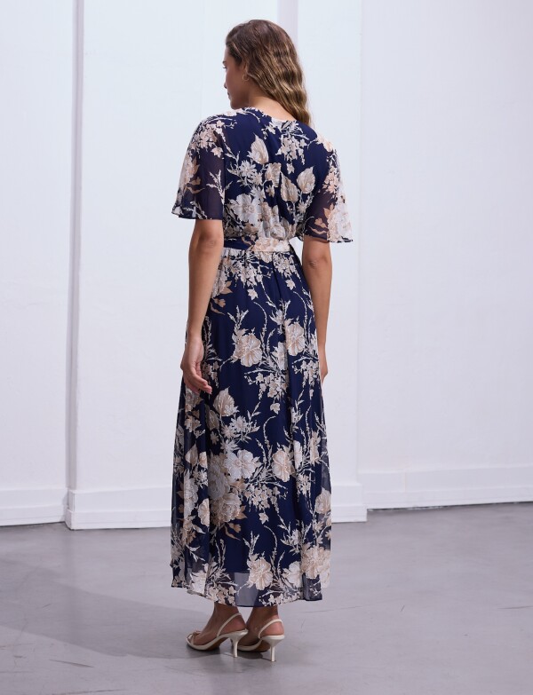 Vestido Maxi Cruzado Lazo AZUL/MULTI