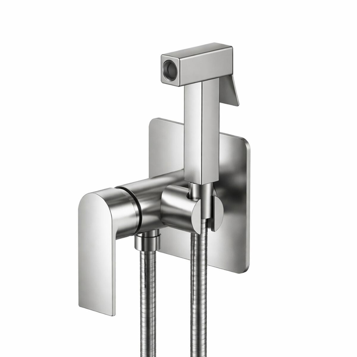 Grifería De Ducha Higiénica Monocomando De Embutir Loft Gris Satinado 