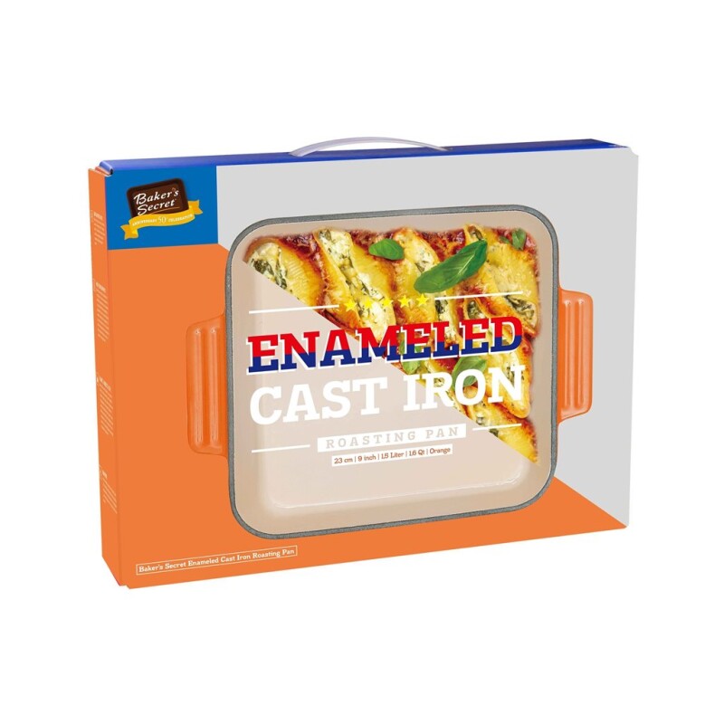 Fuente para Horno de Hierro Fundido Esmaltado 23 x 23 cm – Naranja FUENTE 23X23X4.5CM HIERRO FUNDIDO ESMALT NARANJA