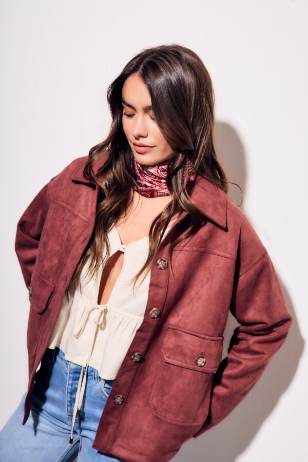 Sobrecamisa Gamuza Cuero Vegano Bordeaux