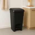 Papelera Tacho Basura con Pedal 40 litros Negro NEGRO