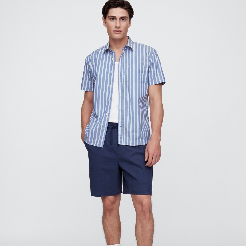 V-SS STANDARD POPLIN BLUE WHITE STRIPE