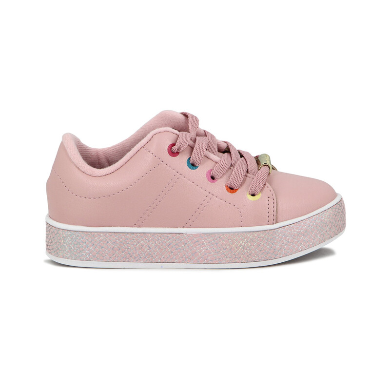 Molekinha Deportivo Casual Acordonado Blanco Rosa Claro