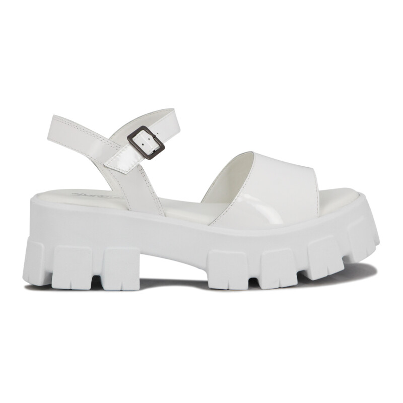 Sandalias Mujer Darkness Charol Con Plataforma Blanco-charol