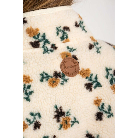 Campera Corderito Estampada Flores Nácar