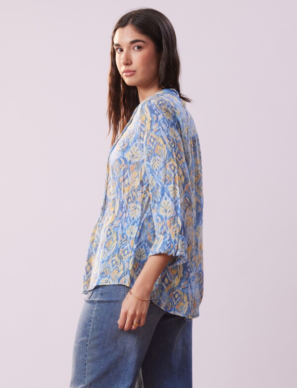 Blusa Plisada AZUL/MULTI