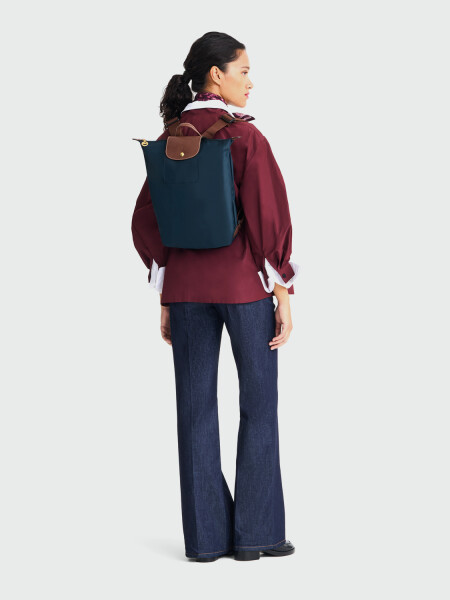 Longchamp - Mochila plegable, de nylon y asa corta, Le pliage Azul