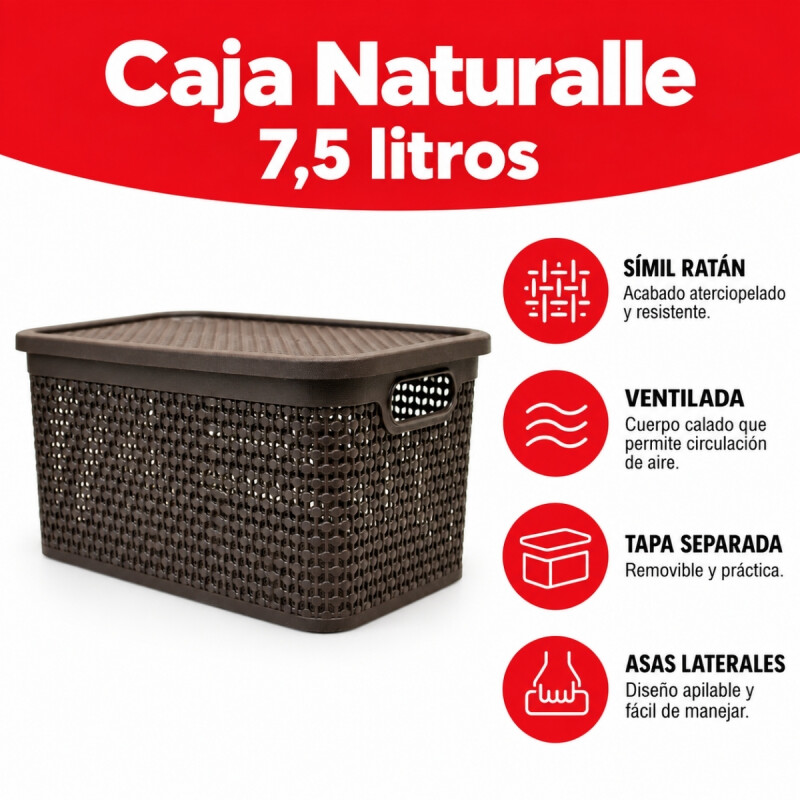 Caja simil ratán 7,5 lts CHOCOLATE