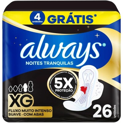 Toallitas Femeninas Always Noche Plus Talle Xg 26 Uds. Toallitas Femeninas Always Noche Plus Talle Xg 26 Uds.